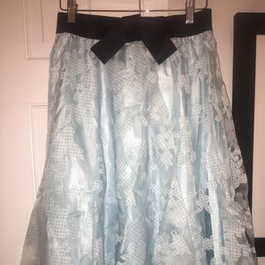 Light Blue Floral Accent Flare Skirt